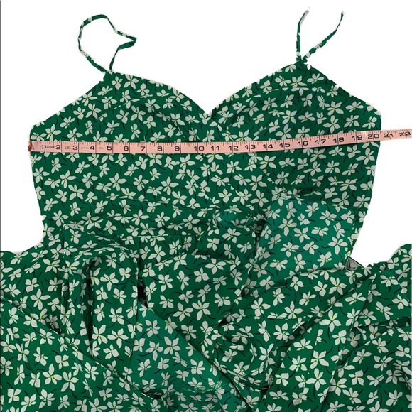ELIZA J Floral Faux Wrap High/Low Midi Dress Green White Women's Size 18 - Picture 12 of 15